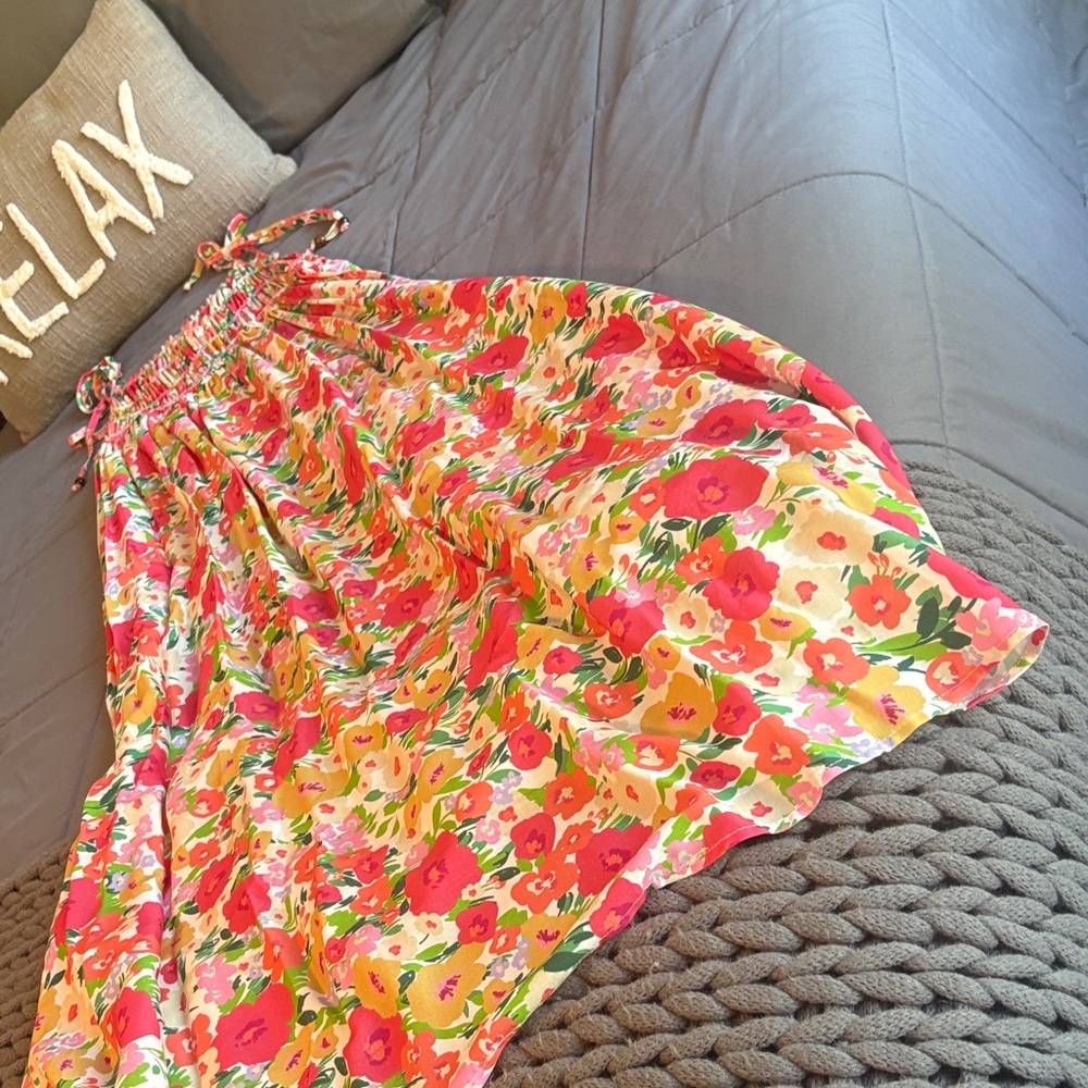 Floral Tie-Strap Maxi Dress in Multi-Color Three Bird Nest S NEW Boho Spring - Picture 7 of 12